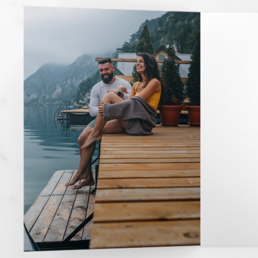 Rustieke bos waterval bruiloft | De datum opslaan Drieluik Uitnodiging (Binnenzijde eerst)