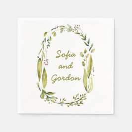 rustieke bos waterverf laurier bruiloft servet