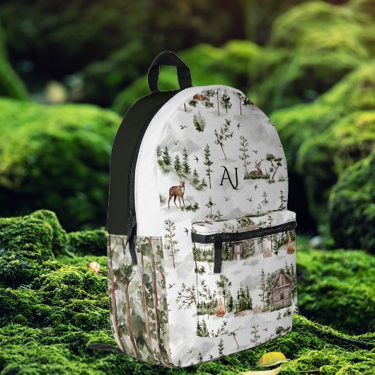 Rustieke Bos Wildernis | Monogram Bedrukte Rugzak