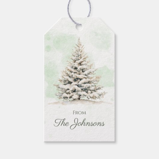 Rustieke bos winter den chique kerst cadeaulabel (Voorkant)