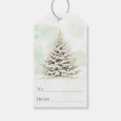 Rustieke Bos Winter Dennenboom Chic Kerstmis Cadeaulabel (Voorkant)