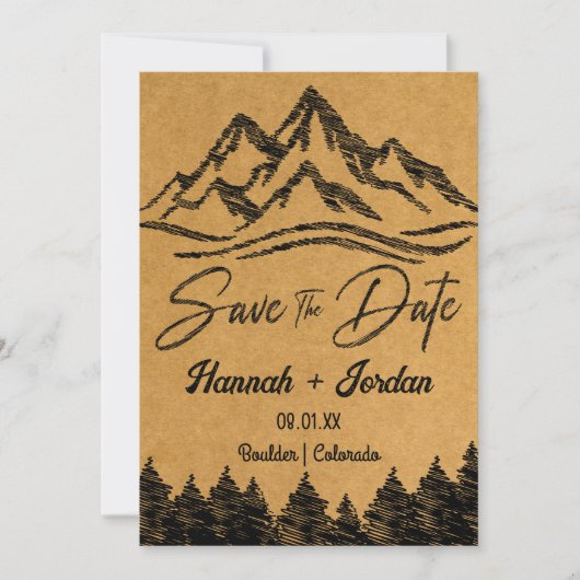 Rustieke bosachtige bestemming Minimalist Save the Kaart (Voorkant)