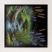 Rustieke Bosbeek Scene Met Lavendel Legpuzzel (Horizontaal)