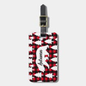 Rustieke bosbeer Buffalo Check geruit & naam Bagagelabel (Voorkant verticaal)