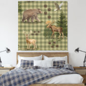 Rustieke bosbeer eland arend waterverf canvas afdruk (Insitu (Slaapkamer))