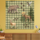 Rustieke bosbeer eland arend waterverf canvas afdruk (Insitu (Woonkamer))