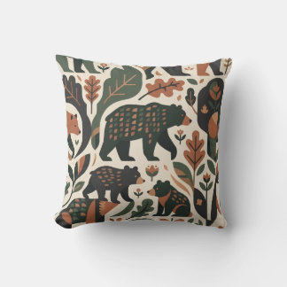 Rustieke bosbeer folk art patroon kussen
