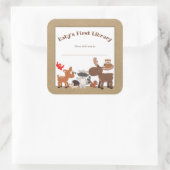 Rustieke bosbeesten boekenplaat, boek bord vierkante sticker (Tas)