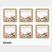 Rustieke bosbeesten boekenplaat, boek bord vierkante sticker (Vel)