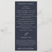 Rustieke bosbegroeiing Navyblauw Bruiloft Programmakaart (Achterkant)