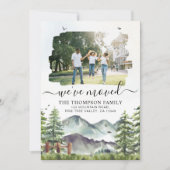 Rustieke bosberg We hebben verhuisd foto verplaats Aankondiging (Voorkant)