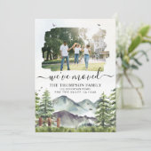 Rustieke bosberg We hebben verhuisd foto verplaats Aankondiging (Staand voorkant)