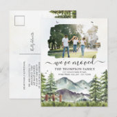 Rustieke bosberg We hebben verhuisd foto verplaats Aankondigingskaart (Voorkant / Achterkant)