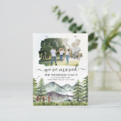 Rustieke bosberg We hebben verhuisd foto verplaats Aankondigingskaart (Staand voorkant)