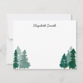 Rustieke bosbomen Moderne Waterverf Notitiekaartje