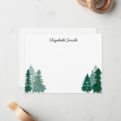 Rustieke bosbomen Moderne Waterverf Notitiekaartje (Voorkant / Achterkant in situ)
