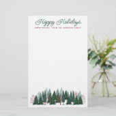 Rustieke bosbomen vrolijke Feestdagen Briefpapier (Staand voorkant)