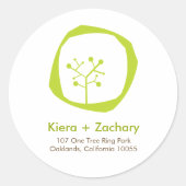 Rustieke bosboomringen adres bruiloft Sticker (Voorkant)