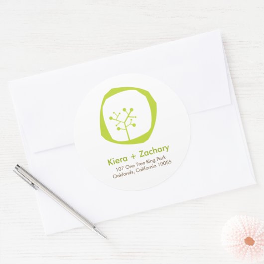 Rustieke bosboomringen adres bruiloft Sticker (Envelop)