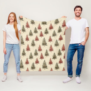 Rustieke bosdennenbomen olijf terracotta crème fleece deken