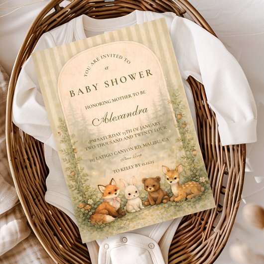 Rustieke Bosdieren Baby Shower Kaart