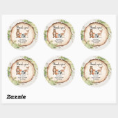 Rustieke bosdieren baby shower ronde sticker (Vel)