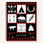 Rustieke bosdieren Buffalo Plaid Baby shower Notitieboek (Voorkant)