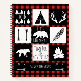 Rustieke bosdieren Buffalo Plaid Baby shower Notitieboek