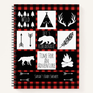 Rustieke bosdieren Buffalo Plaid Baby shower Notitieboek