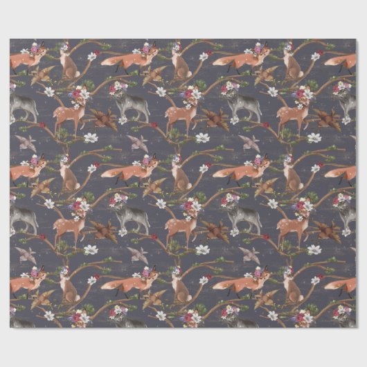 Rustieke bosdieren cadeaupapier (Vlak)