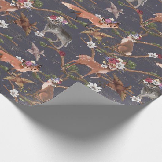 Rustieke bosdieren cadeaupapier (Hoek)