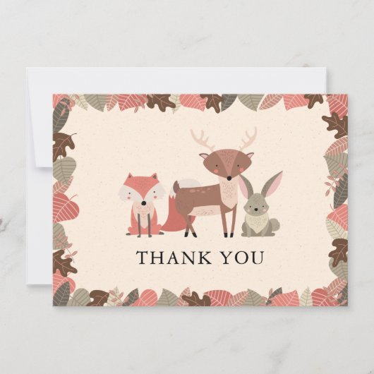 Rustieke bosdieren dank u kaart (Voorkant)