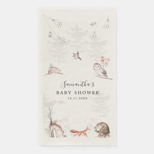 Rustieke bosdieren Elegant Baby shower Servet (Voorkant)