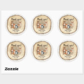 Rustieke bosdieren genderneutraal baby shower ronde sticker (Vel)