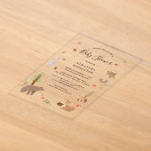 Rustieke bosdieren herfst babyshower acryl uitnodigingen (Laagn)