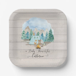 Rustieke bosdieren herten beer jongen babyshower papieren bordje