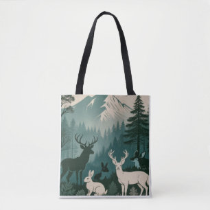 Rustieke bosdieren Herten Konijnen Berg Scène Tote Bag