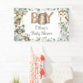 Rustieke bosdieren jongen Baby shower achtergrond Spandoek (Insitu)