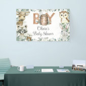 Rustieke bosdieren jongen Baby shower achtergrond Spandoek (Beurs)