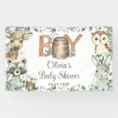 Rustieke bosdieren jongen Baby shower achtergrond Spandoek (Horizontaal)
