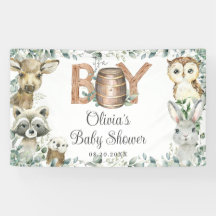 Rustieke bosdieren jongen Baby shower achtergrond