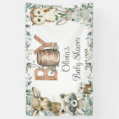 Rustieke bosdieren jongen Baby shower achtergrond Spandoek (Verticaal)