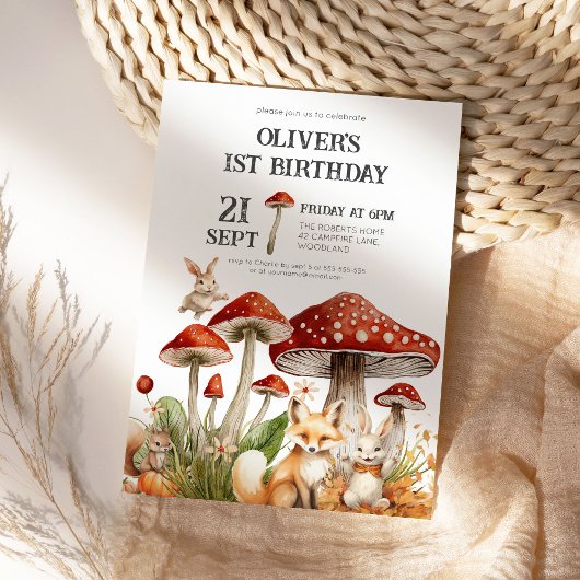 Rustieke bosdieren jongens 1e verjaardag kaart