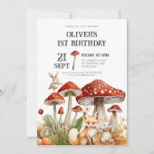 Rustieke bosdieren jongens 1e verjaardag kaart (Voorkant)