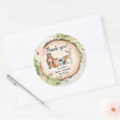 Rustieke bosdieren meisje baby shower ronde sticker (Envelop)