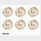 Rustieke bosdieren meisje baby shower ronde sticker (Vel)