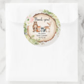 Rustieke bosdieren meisje baby shower ronde sticker (Tas)