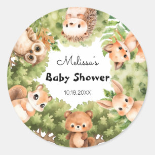 Rustieke bosdieren Vrienden Woodland Baby shower Ronde Sticker