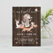 Rustieke bosdieren Wild One Birthday Kaart (Staand voorkant)