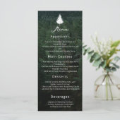Rustieke bosfoto dennenboom silhouet bruiloft menu (Staand voorkant)